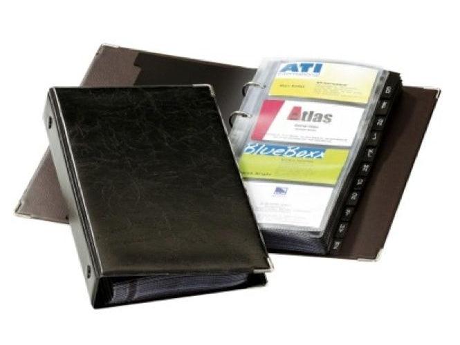 Durable Visifix Business Card Ring Binder for 200 Cards, 25 x 14 cm, 25 Pockets, Brown - Altimus