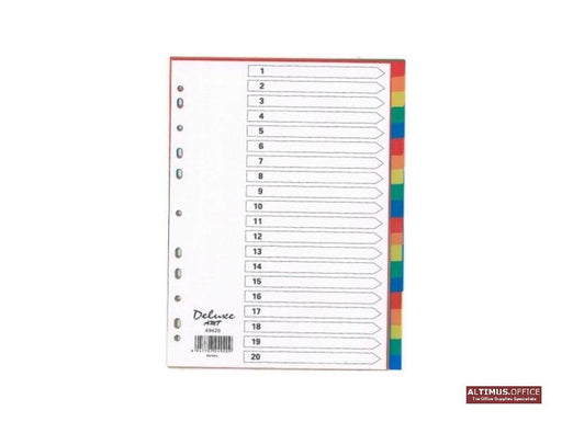 Deluxe Divider Plastic Colored A4 20 Tabs - Altimus