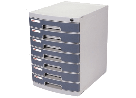 DELI 7 Drawer Plastic Cabinet with Lock in Front, Grey - Altimus