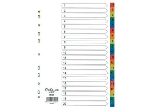 Deluxe Divider Plastic Colored A4 with numbers 1-20 - Altimus