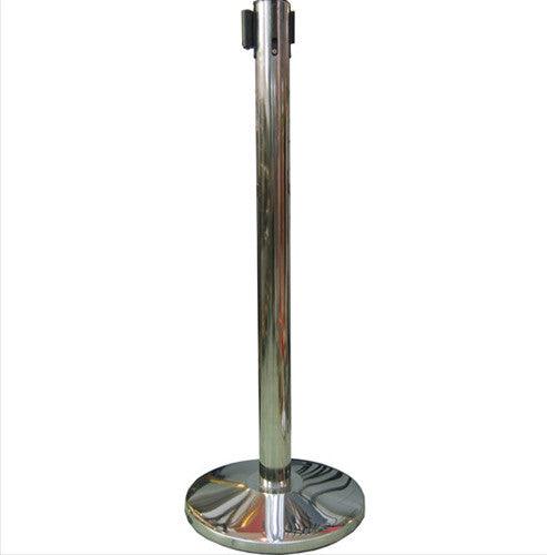Retractable Q Stand Chrome Post with Blue Ribbon 90cm x 210cm - Altimus