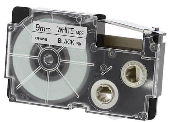 Casio XR-9WE1 Tape Cassette, 9mm X 8m, Black on White - Altimus