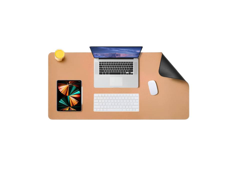 EXCOVIP Natural Cork & PU Leather Dual Sided Waterproof Desk Pad, for Home and Office , 80x40cm (Black)