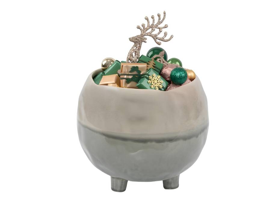 Patchi Porcelain Vase Grey & Blue, 940g (22 x 22 x 21 cm)