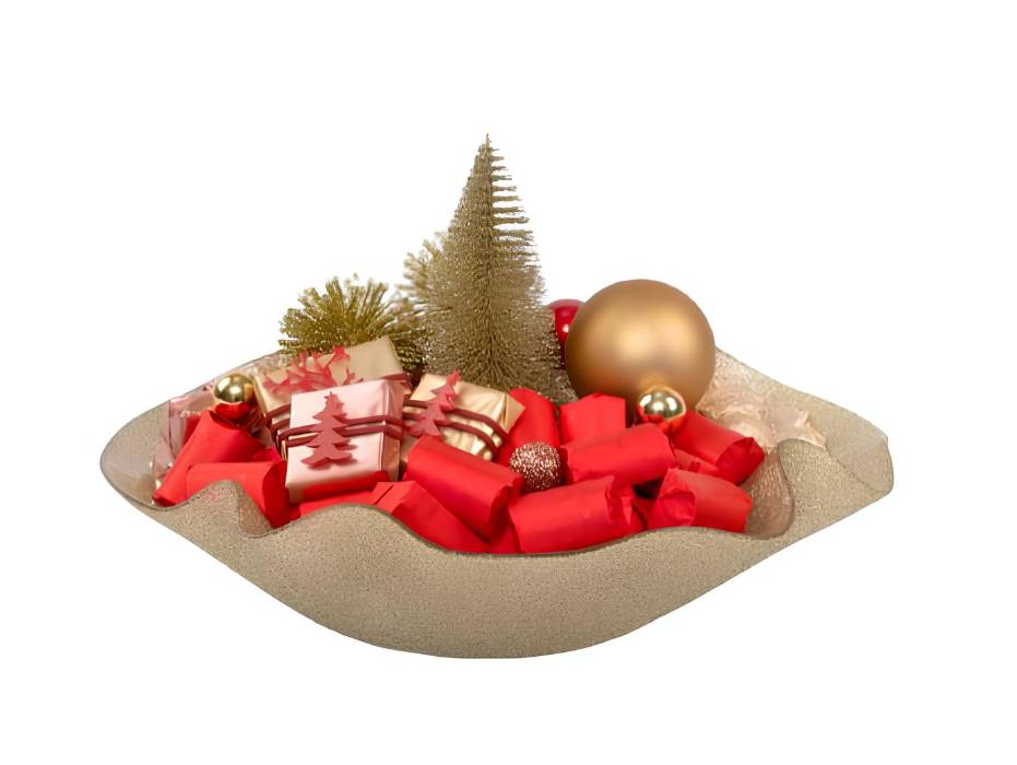 Patchi Glass Bowl - Gold 1055 g - (30 x 30 x 7 cm)