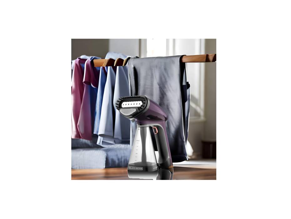 BLACK+DECKER Portable Garment Steamer With Universal Bottle Adaptor 1500W Dark Purple