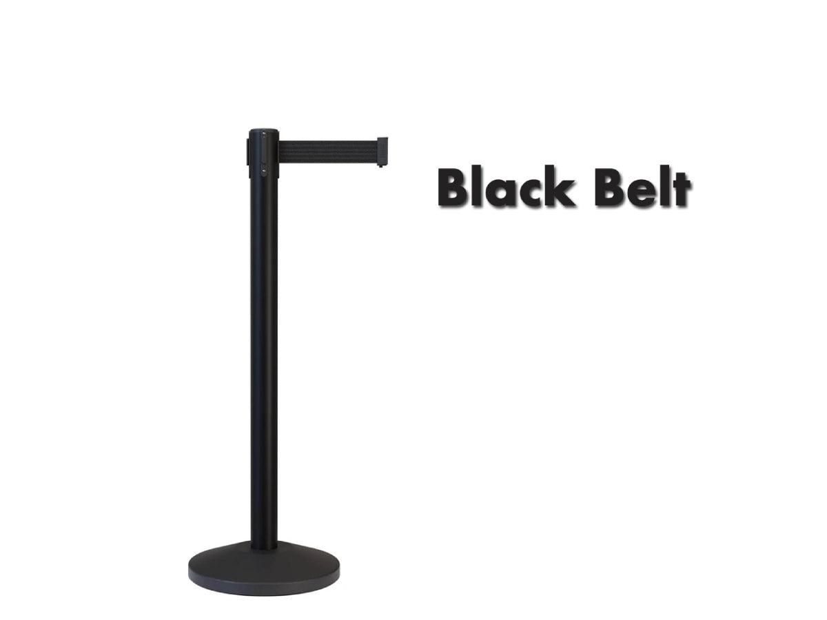 Retractable Q Stand Black Post with Black Ribbon 90cm x 210cm - Altimus