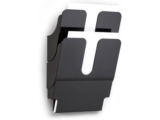 Durable Flexiplus 2 A4 Landscape, Wall Mounted Brochure Holder, 2 Tier, Black - Altimus