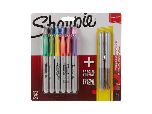 Sharpie Permanent Markers, Fine Point, Assorted Colors, 12 Count + 2 Metallic - Altimus