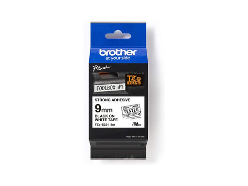 Brother P-touch 9mm TZ-S221 Strong Adhesive Tape, Black on White - Altimus