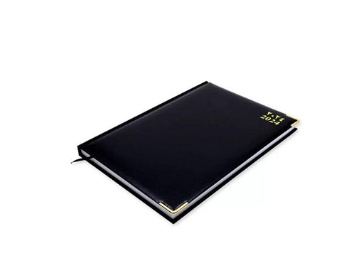 2024 Diary, A4, Vinyl Cover, Golden Corner, 1Day/Page - Arabic/English (42AE) - Altimus
