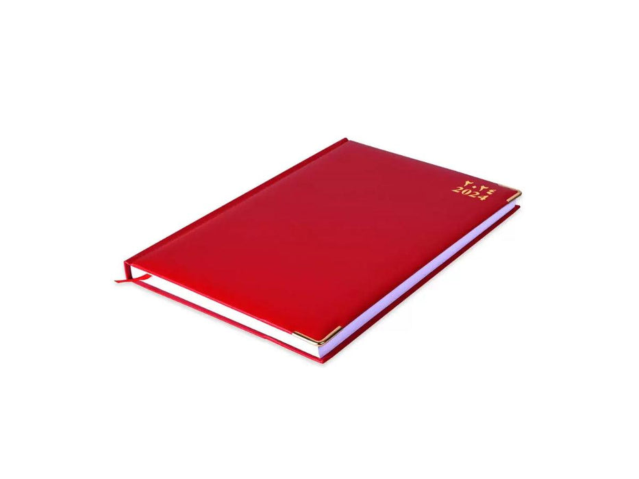 2024 Diary, A4, Vinyl Cover, Golden Corner, 1Day/Page - Arabic/English (42AE) - Altimus