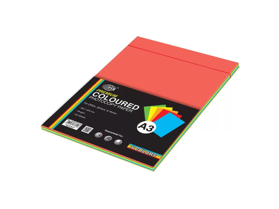 Premium Color Photocopy Paper, A3 Size, 100 Sheets, 80 gsm, 5 Assorted ...