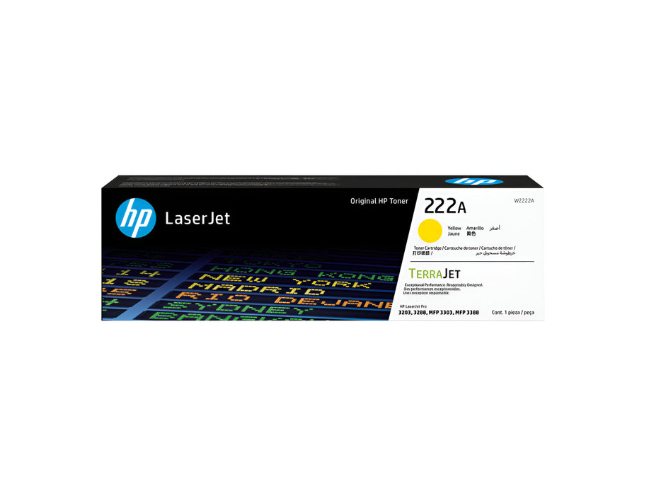 HP 222A Yellow Original LaserJet Toner Cartridge (W2222A)