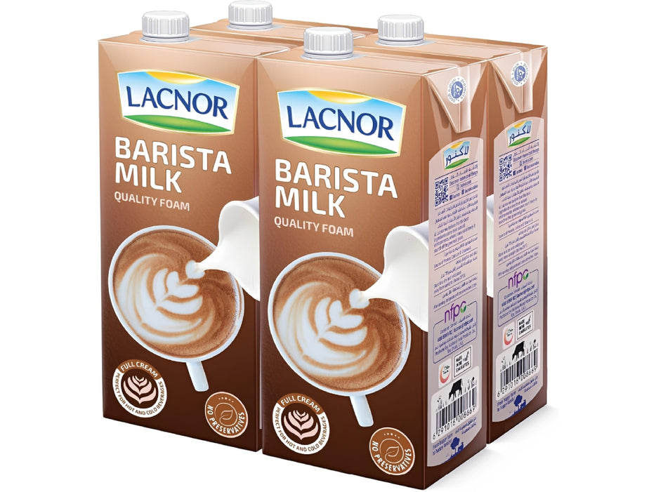 Lacnor Barista Full Cream Milk 1L (Pack of 4)