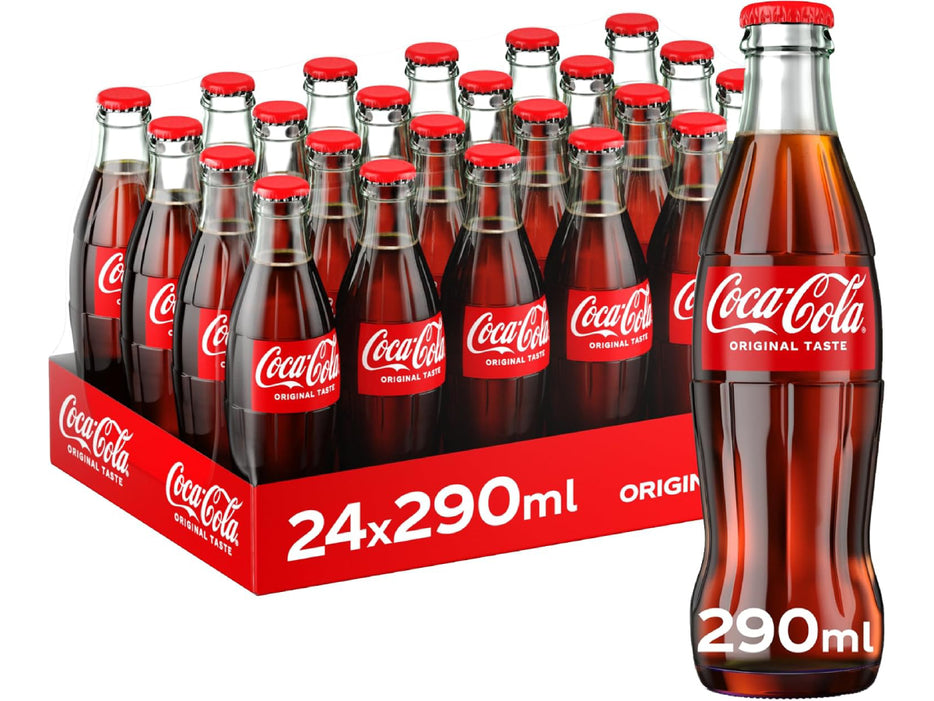 Coca-Cola Regular, Glass Bottle 290ml, Pack of 24