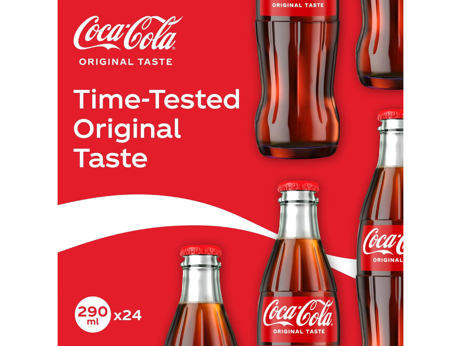 Coca-Cola Regular, Glass Bottle 290ml, Pack of 24