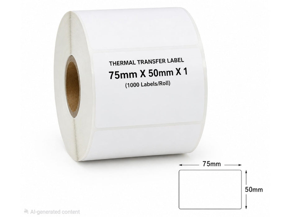 Thermal Transfer Label 75mmX50mmX1 (1000labels-rolls)