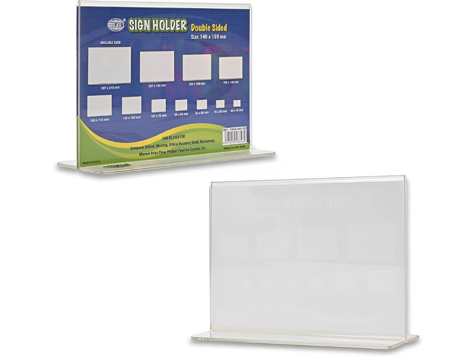 FIS Acrylic Double Sided Holder Stand Horizontal, 140 x 100mm