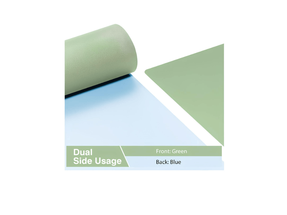 Large Desk Pad, Non-Slip PU Leather Desk Mouse Pad Waterproof Desk Pad Protector, 31.5'' x 15.75'' (Light Green & Blue)