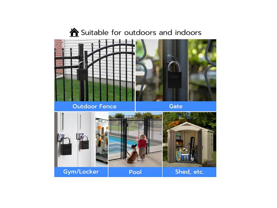 eLinkSmart Heavy Duty Fingerprint Padlock with Key Backup, Waterproof Bluetooth Biometric Keyless Electronic Smart Combination Lock