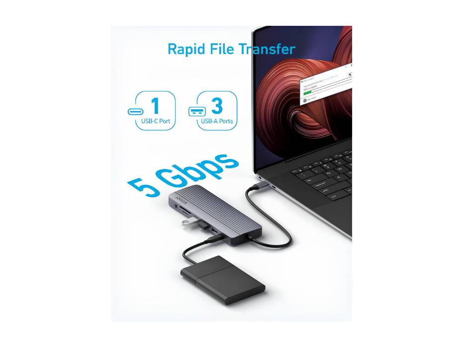 Anker USB C Hub, Triple Display USB-C Hub (14-in-1), 4K@60Hz HDMI with 100W Max Power Delivery, 5 Gbps USB-C and USB-A Data Ports