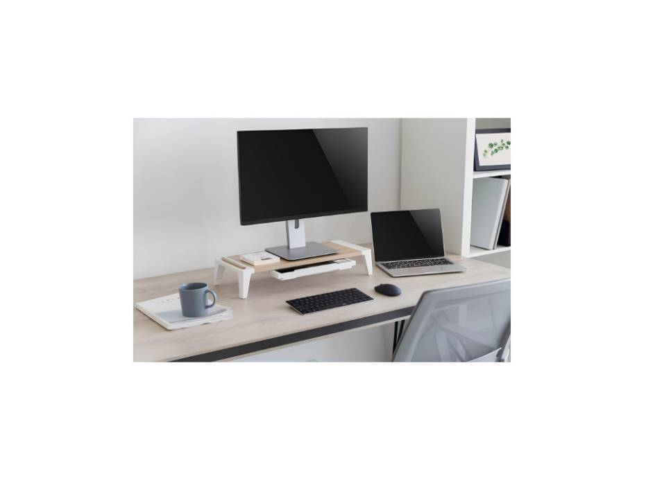 Navodesk Premium Wooden Monitor Riser With Drawer, Minimalistic Monitor Stand