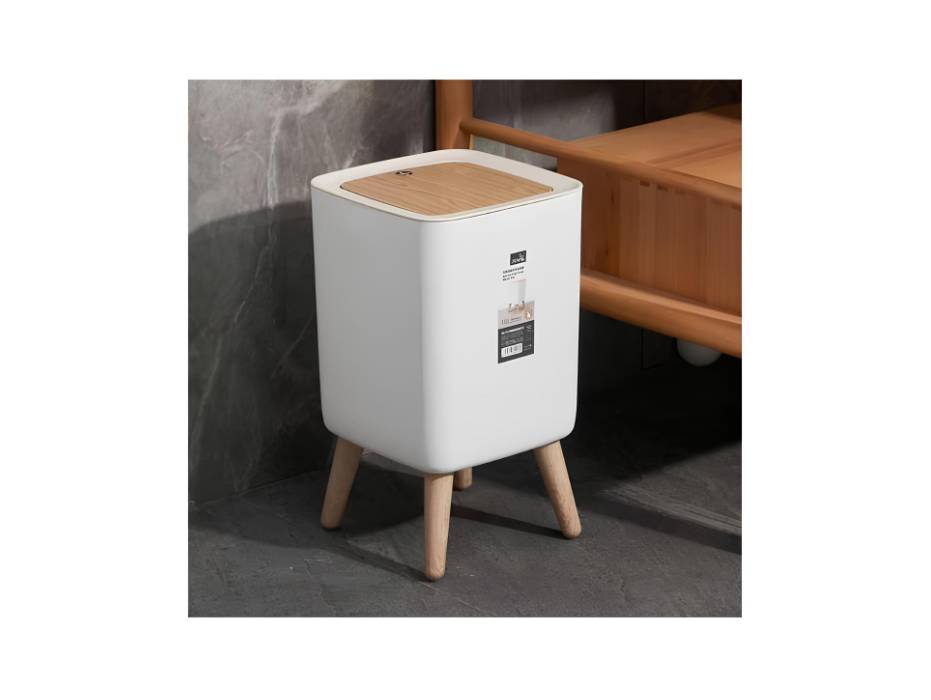 Nordic Small Trash Bin with Lid and Push Button for Home and Office, 10 Liters