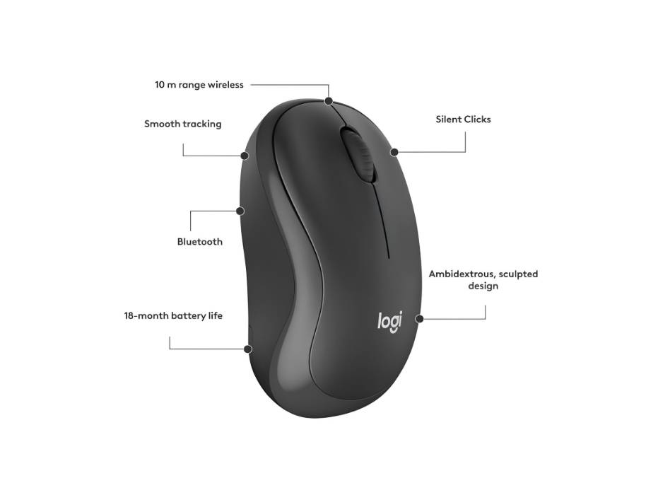 Logitech M240 Silent Bluetooth Mouse, Wireless