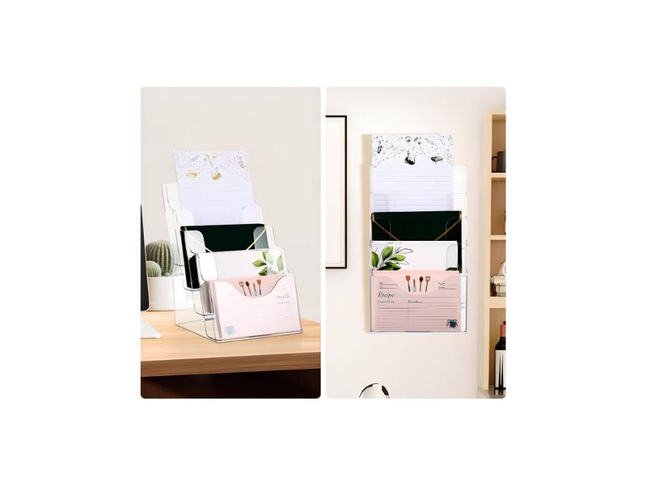 Acrylic Brochure Holder Table-Wall Mount 4 Tier A5 160x190mm
