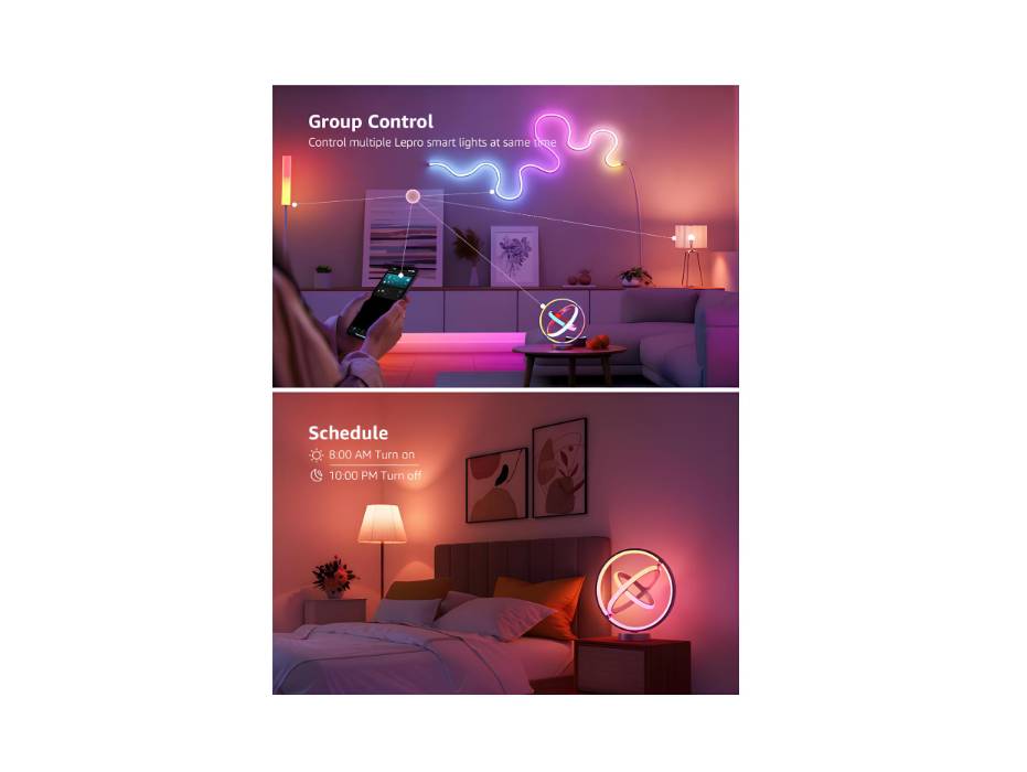 Lepro TB1 AI Table Lamp with Music Sync, Personalized AI Lighting Design, Voice Control, Works with Alexa & Google Assistant, Bluetooth & 2.4GHz WiFi
