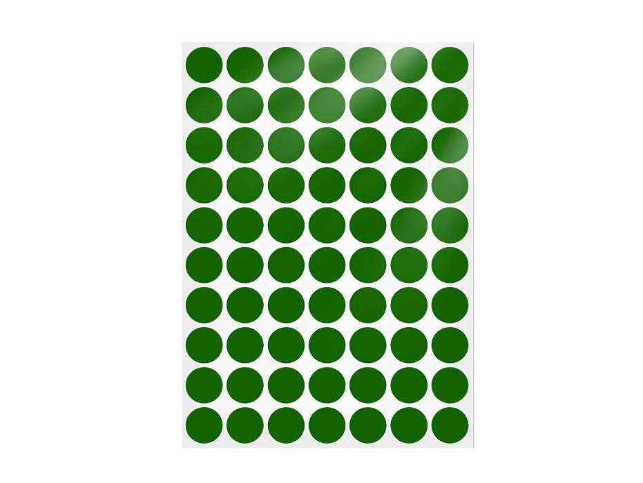 Round Labels, Dots, 19 mm, Green, 700/pack