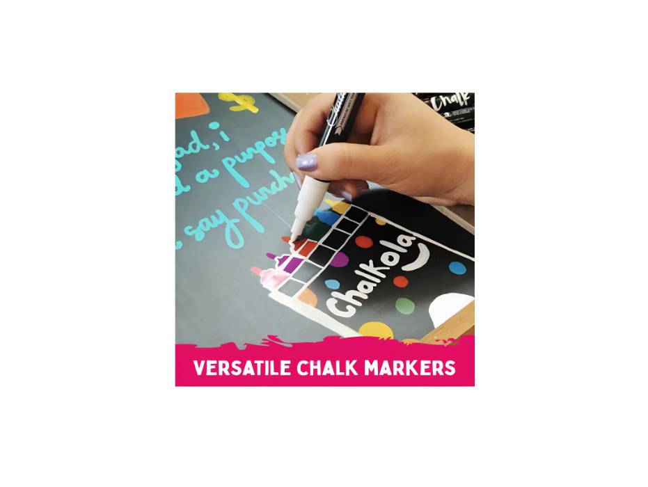 White Chalk Markers Fine Tip (4 Pack 3mm) - Wet & Dry Erase Chalk Pens