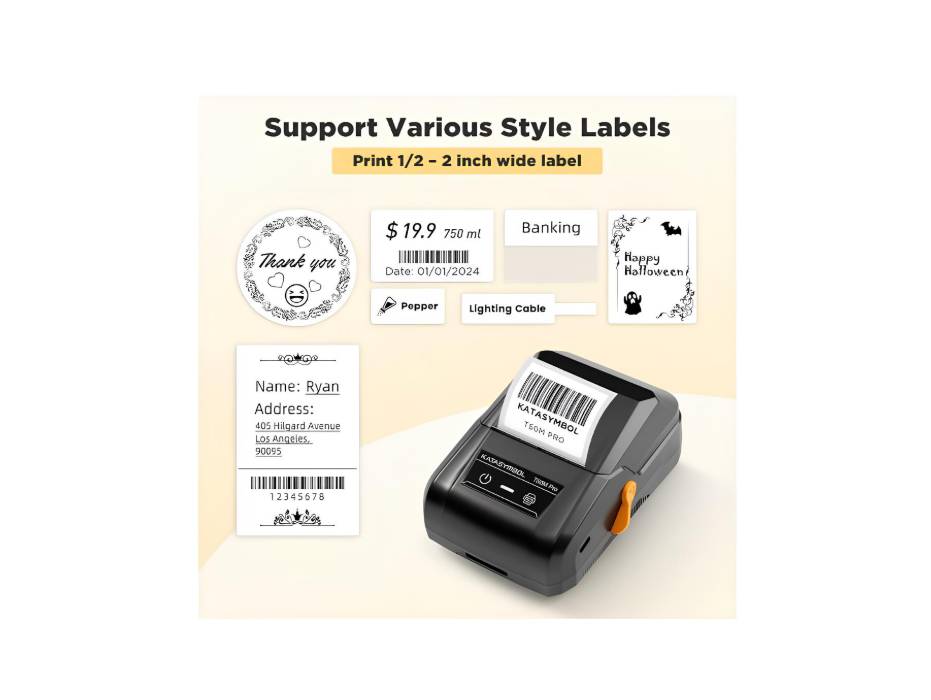 SUPVAN T50M Pro Bluetooth Label Maker Machine, Versatile App with 40 Fonts and 450+ Icons, Inkless Labeler