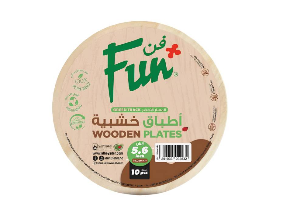 Fun Wooden Round Plates Ø5.6in, Pack of 10