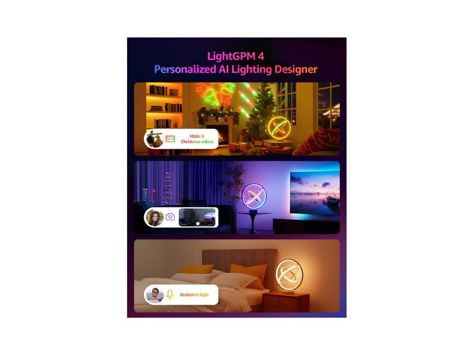 Lepro TB1 AI Table Lamp with Music Sync, Personalized AI Lighting Design, Voice Control, Works with Alexa & Google Assistant, Bluetooth & 2.4GHz WiFi