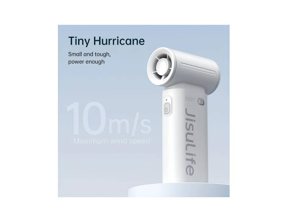 JISULIFE Portable Handheld Fan, Mini USB Rechargeable Fan [18H Max Cooling Time], 5000mAh Battery with 5 Speeds, Grey