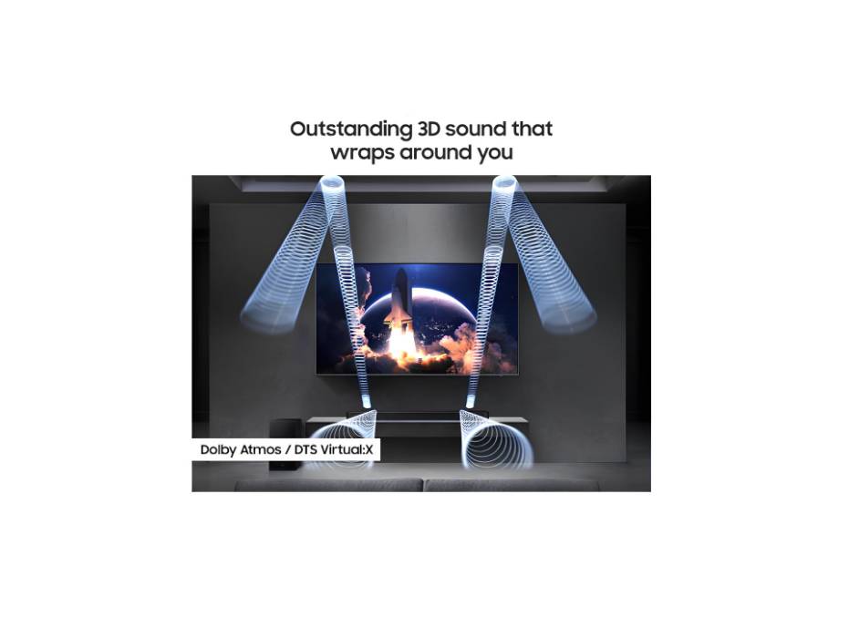 Samsung Q-series Soundbar, Q600F, 3.1.2 ch, Subwoofer, True 3.1.2ch Sound, Dolby Atmos/DTS Virtual:X, Q-Symphony, Adaptive Sound, HW-Q600F/ZN