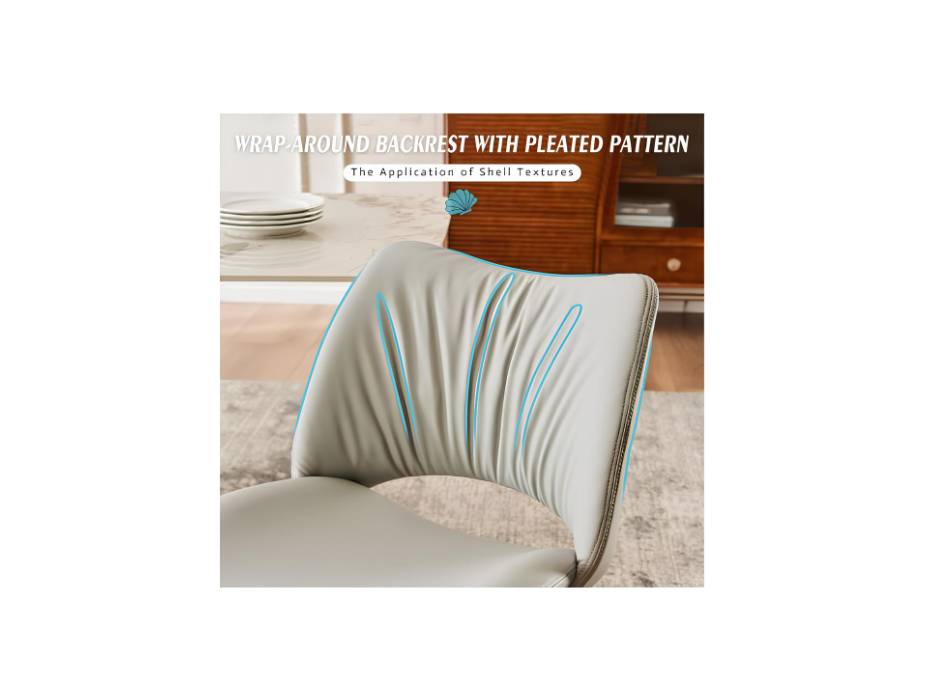 YOUTASTE Ergonomic Office Desk Chair for Home Computer Vanity Study Bedroom Makeup Room with Wheels and Back Swivel Adjustable Rolling Faux Leather Modern, Gray