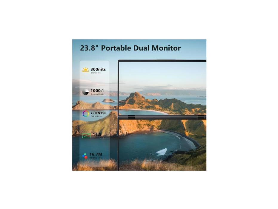 MagicRaven Portable Dual Monitor, Portable Laptop Monitor, USB C Computer Screen, Gaming Display with Speakers, Travel Monitor for Laptop PC Phone