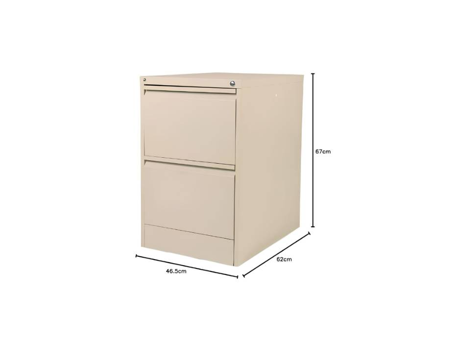 RIGID Vertical Steel Filing Cabinet with 2 Drawers for A4/Letter | Portable Metal Storage Cupboard for Home Office, Beige