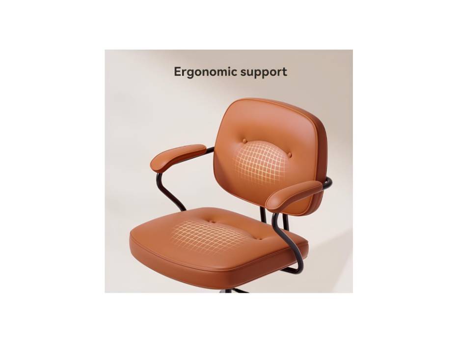 L3D Office Chair Cover PU Leather Computer Seat Covers Stretch Rotating Chair Slipcover with Elastic Bottom Universal Chair Protectors for Rotating Boss Chair, Brown, Large