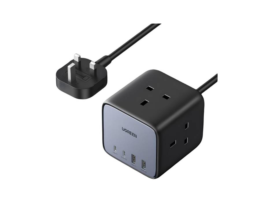 UGREEN Multiple Power Strip, Nexode 65W GaN USB C Charger, 7-in-1 Charger Station 4-Port USB Fast Charging Extension Cord with 3 AC Outlets