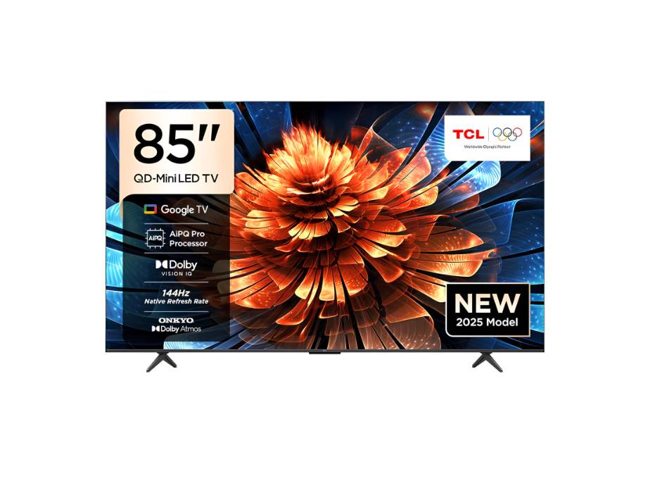TCL 85Q6C 85 Inch Smart TV 4K QD-Mini LED Colorful Quantum Crystal HDR 10+ Gaming Google TV, 144Hz Native Refresh Rate, ONKYO 2.1 Hi-Fi, Dolby Atmos, AI Mode