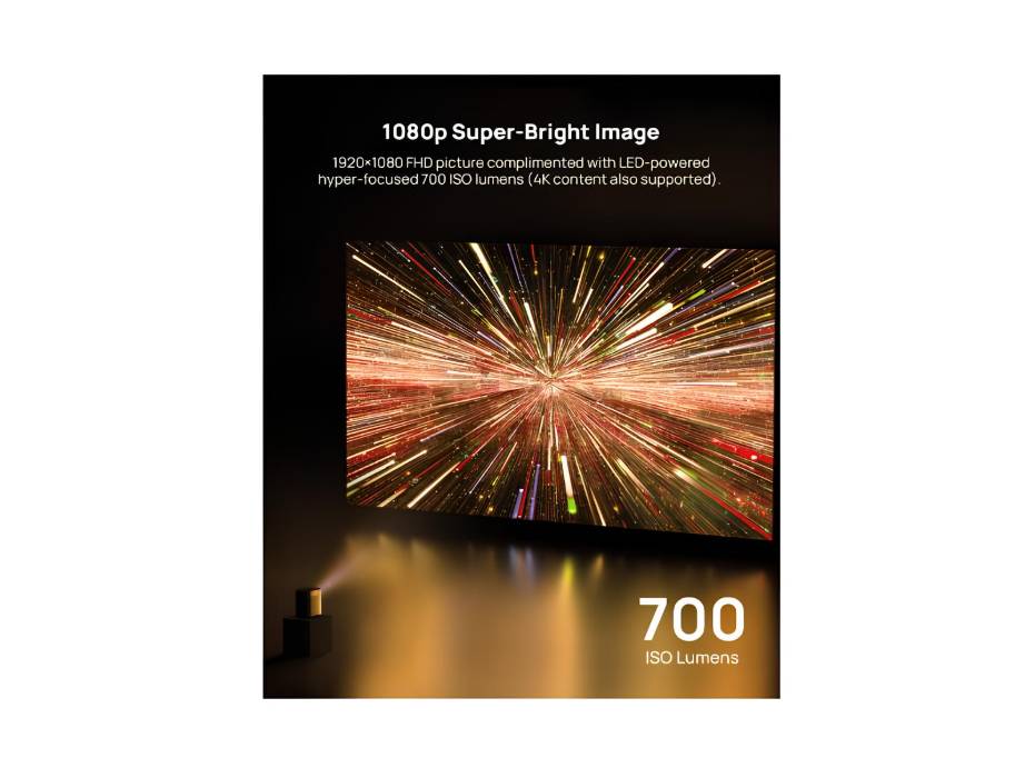 XGIMI Halo+ 1080P Portable Projector, 700 ISO Lumens with Harman Kardon Speakers, Auto Keystone Correction, Auto Focus, Intelligent Screen Alignment, Android TV 10.0