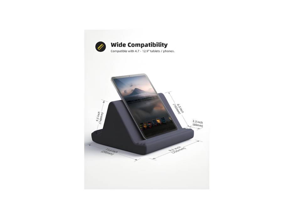 Lamicall Tablet Pillow Stand, Soft Pad for Lap - 6 Viewing Angles, Compatible with iPad Pro 9.7, 10.5, 11, 12.9 Air Mini, Kindle, Galaxy Tab, E-Reader