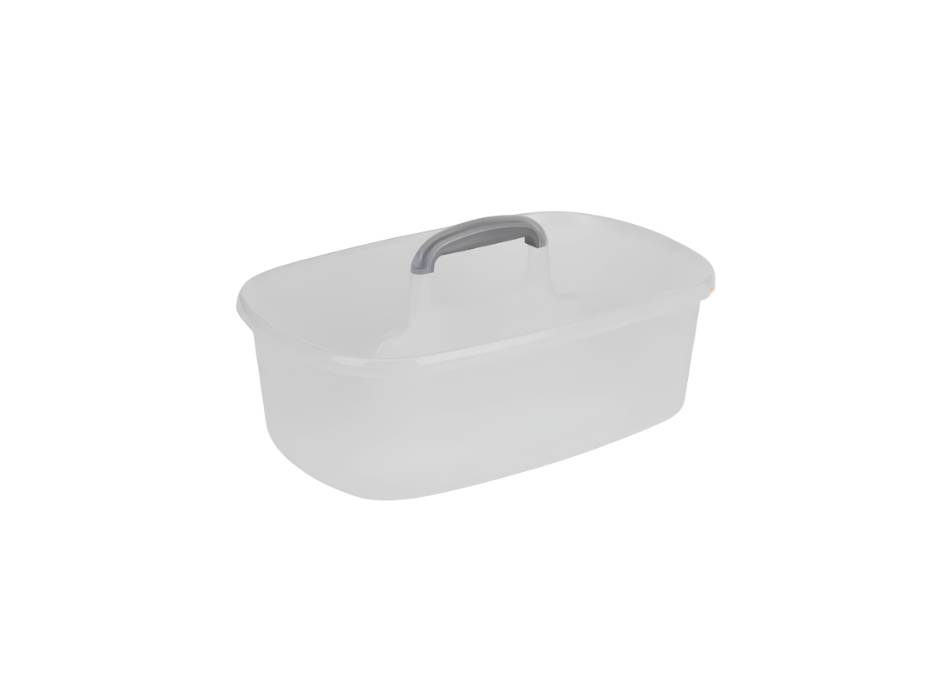 Cleaning Handle Bucket Rectangular Storage Caddy, Clear/Silver, 1.5 Gallons, Translucent