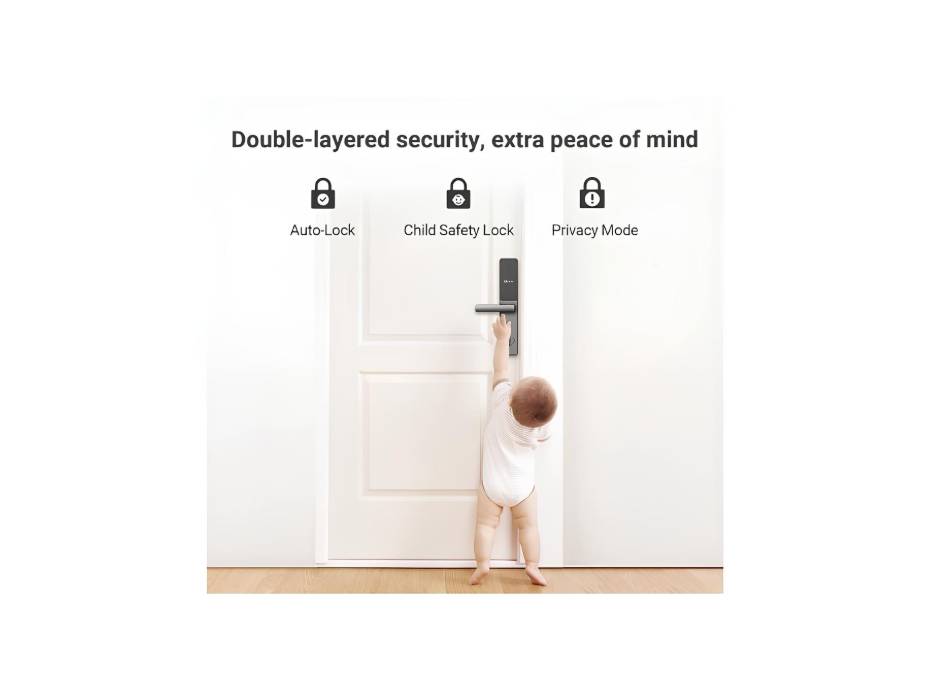 EZVIZ Smart Lock DL05, 7-in-1 Keyless Entry Door Lock, with Fingerprint Access – Secure Keyless Entry, Instant Alerts, Child Safety Privacy Control 5085