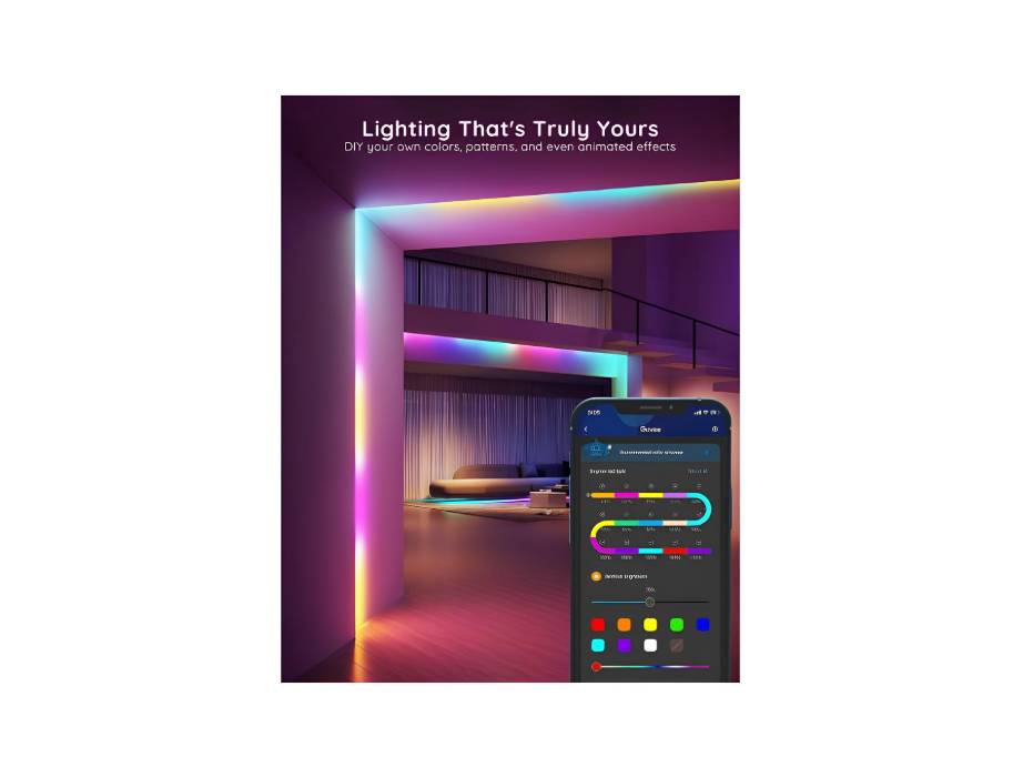 Govee RGBIC LED Strip Light 5M, Smart Lights for Bedroom, Bluetooth LED Strip APP Control, DIY Multiple Colors on One Line, Music Sync [Energy Class G]