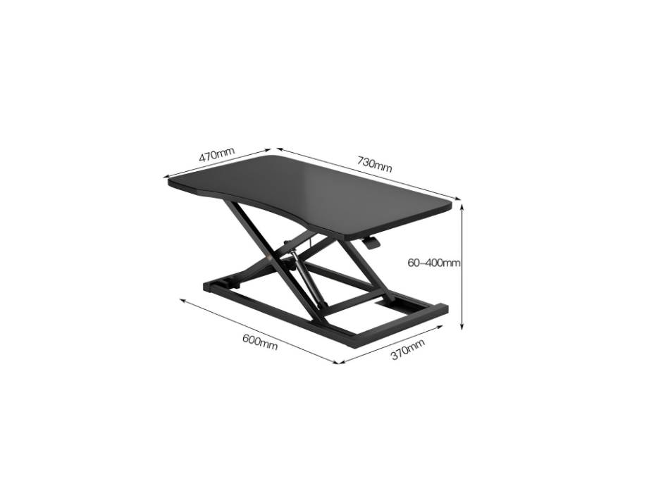Standing Desk Converter, Single Layer Pneumatic Stand Up Desk Riser, Height Adjustable Computer Workstation for Laptops Dual Monitor Standing Work Desk